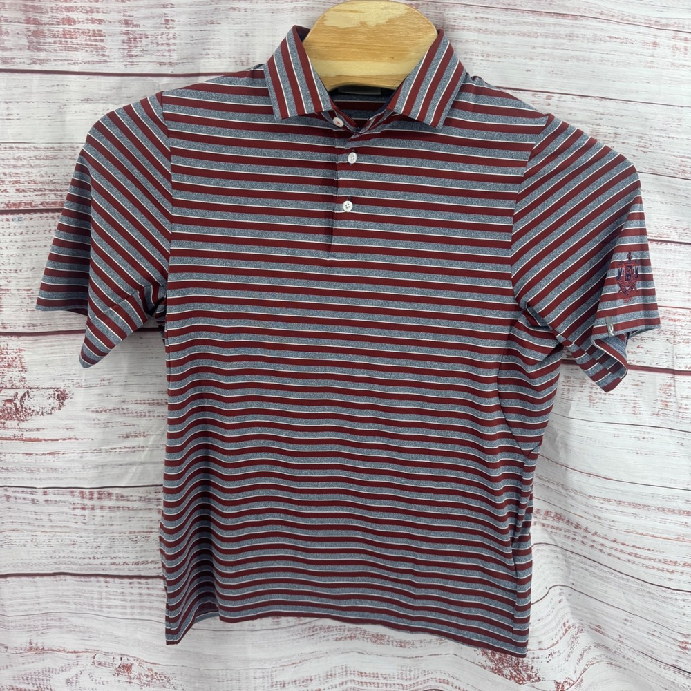 KJUS Polo Shirt Mens Medium Striped Detroit Golf Club UPF 50+ Performance